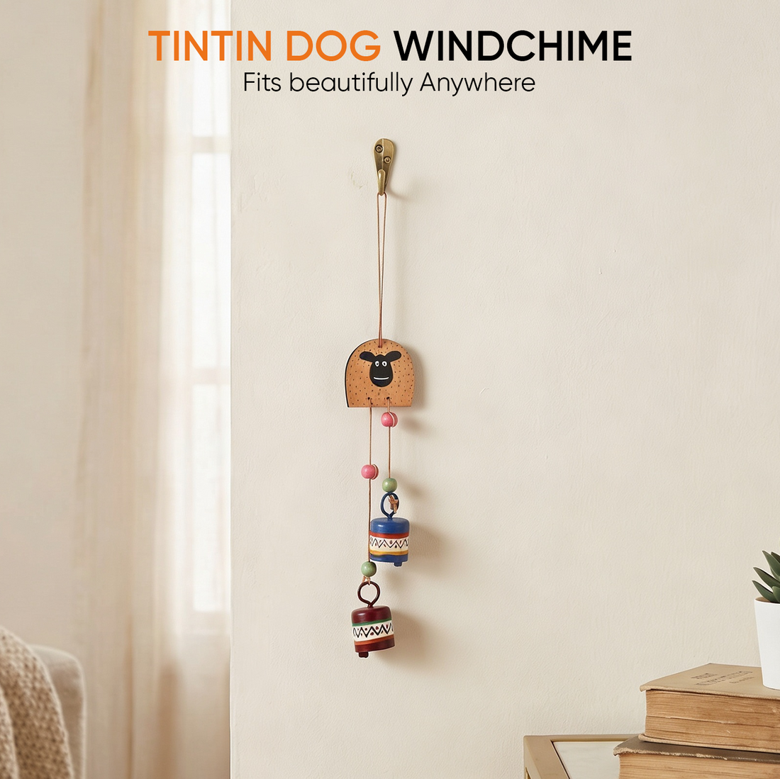 Tintin Dog Windchime with Two Metal Bells
