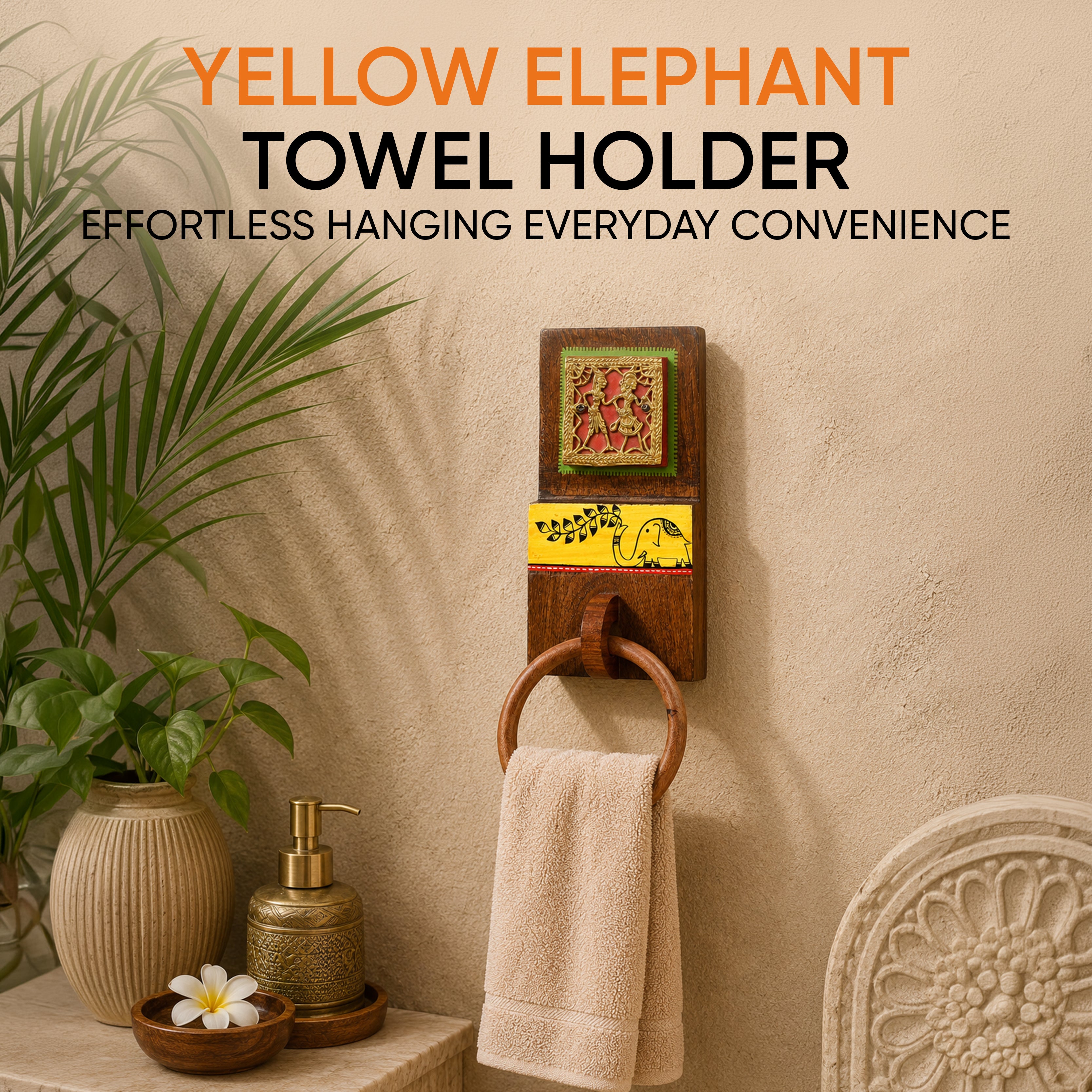 Yellow Elephant Towel Hanger (4x2.2x11)
