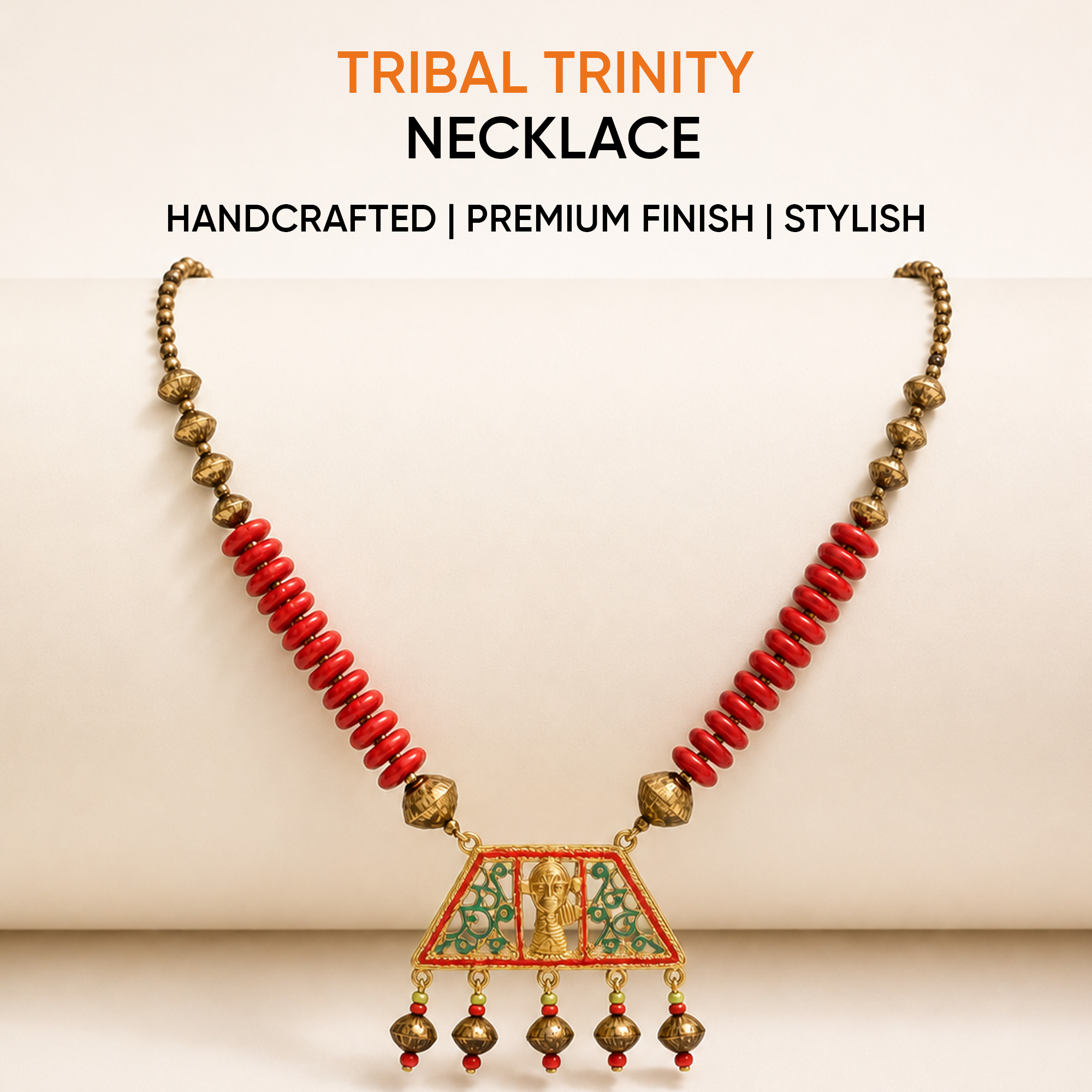 Tribal Trinity Handcrafted Dhokra Necklace