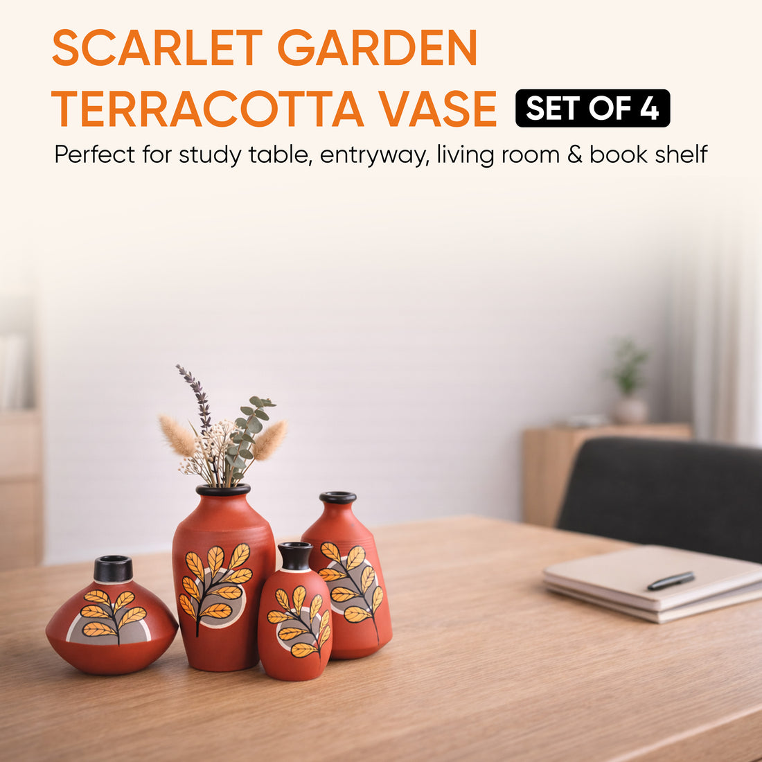 Scarlet Garden Terracotta Vase S04 (4x4x5)