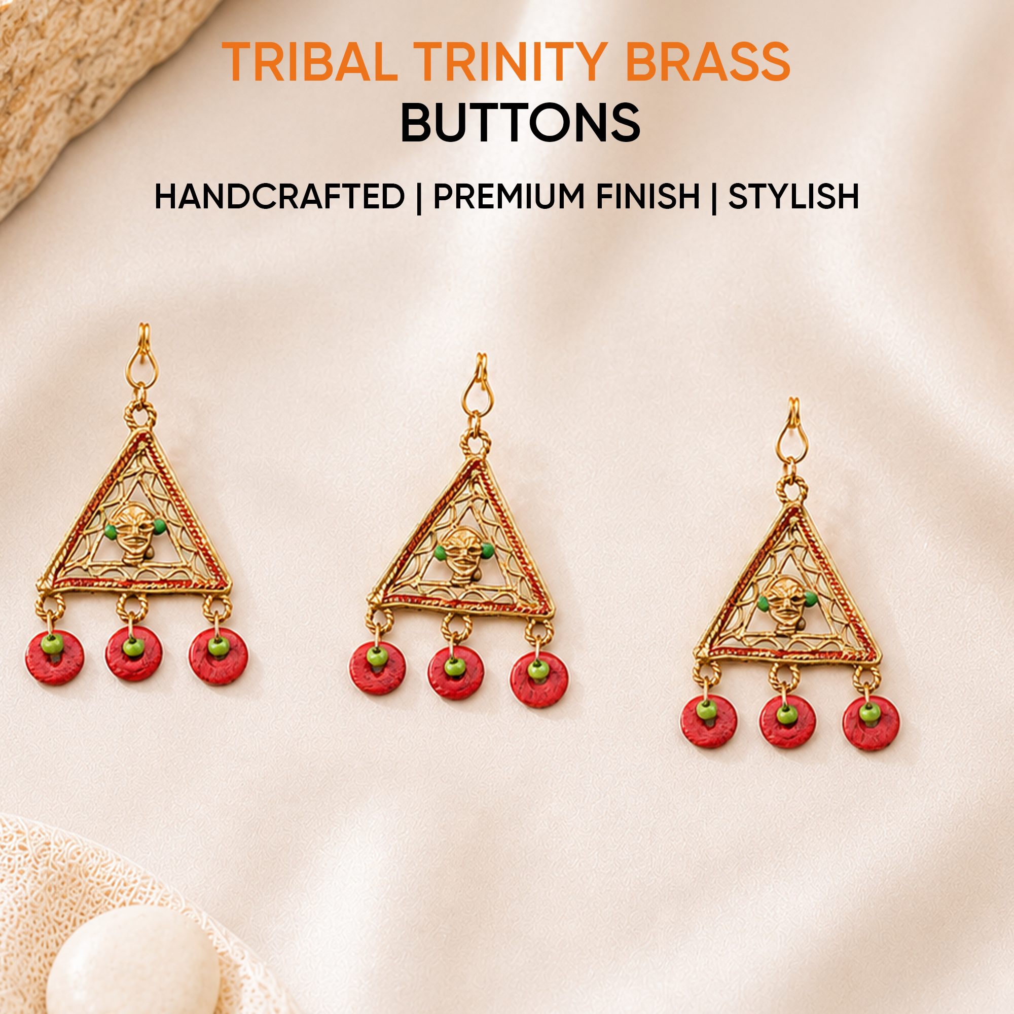 Tribal Trinity Handcrafted Brass Buttons S03