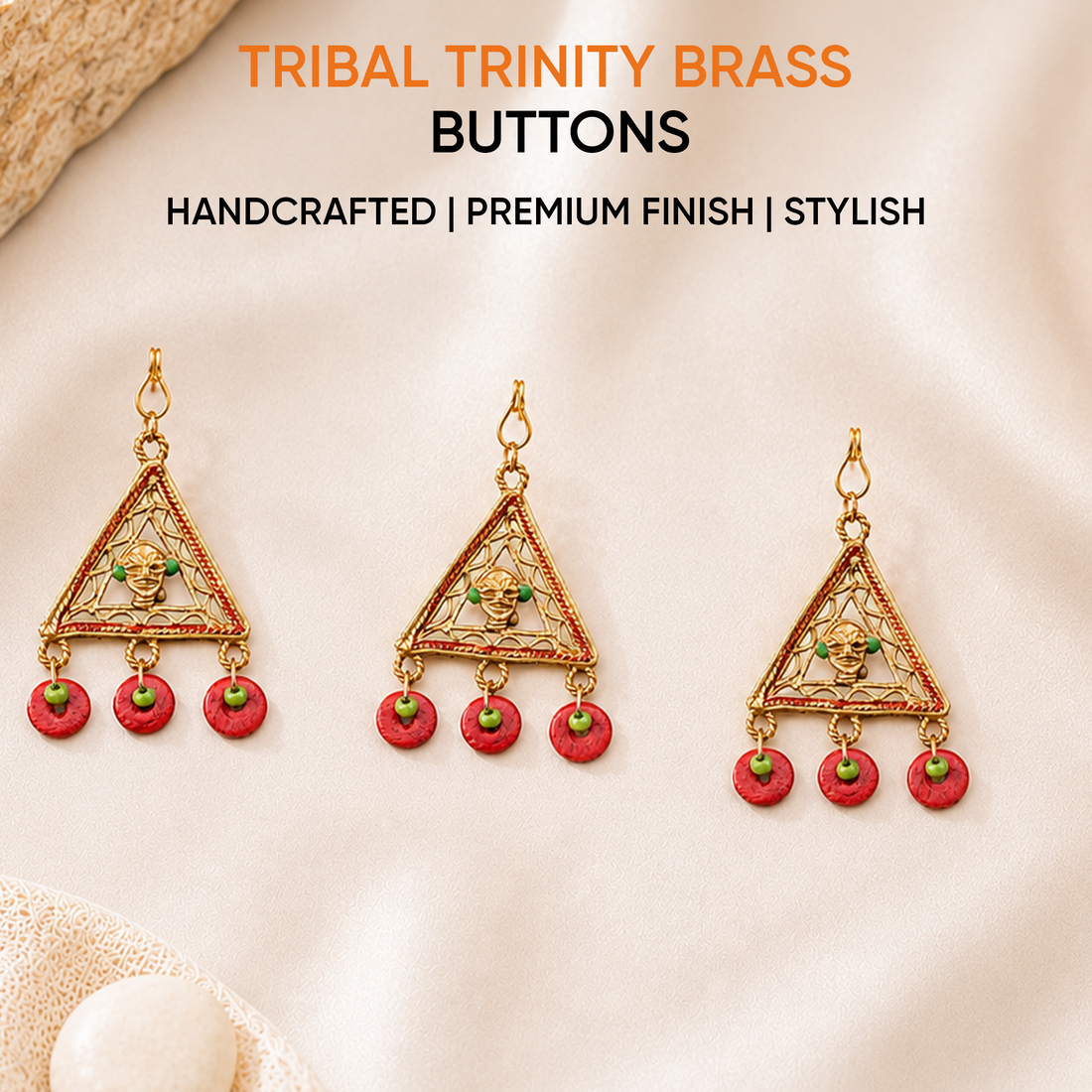 Tribal Trinity Handcrafted Brass Buttons S03
