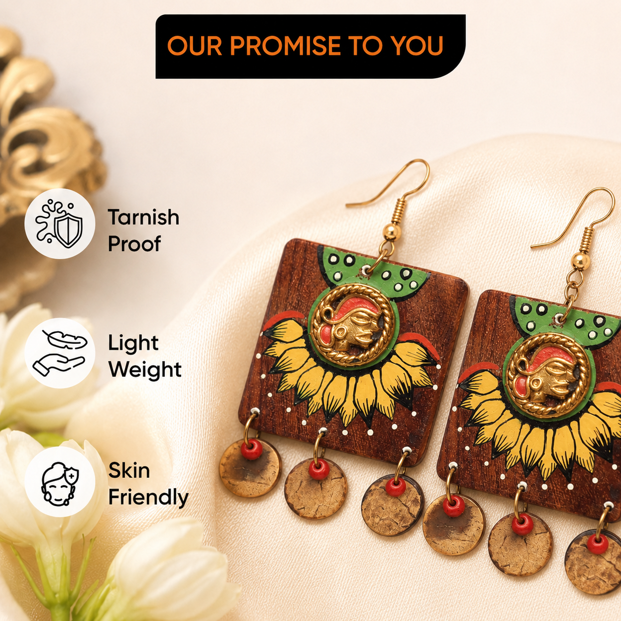 Butterfly-X' Handcrafted Tribal Wooden Earrings