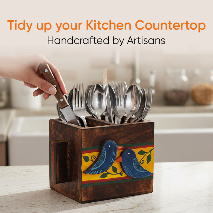 Love Birds Cutlery Holder Small (4.5x4x4)