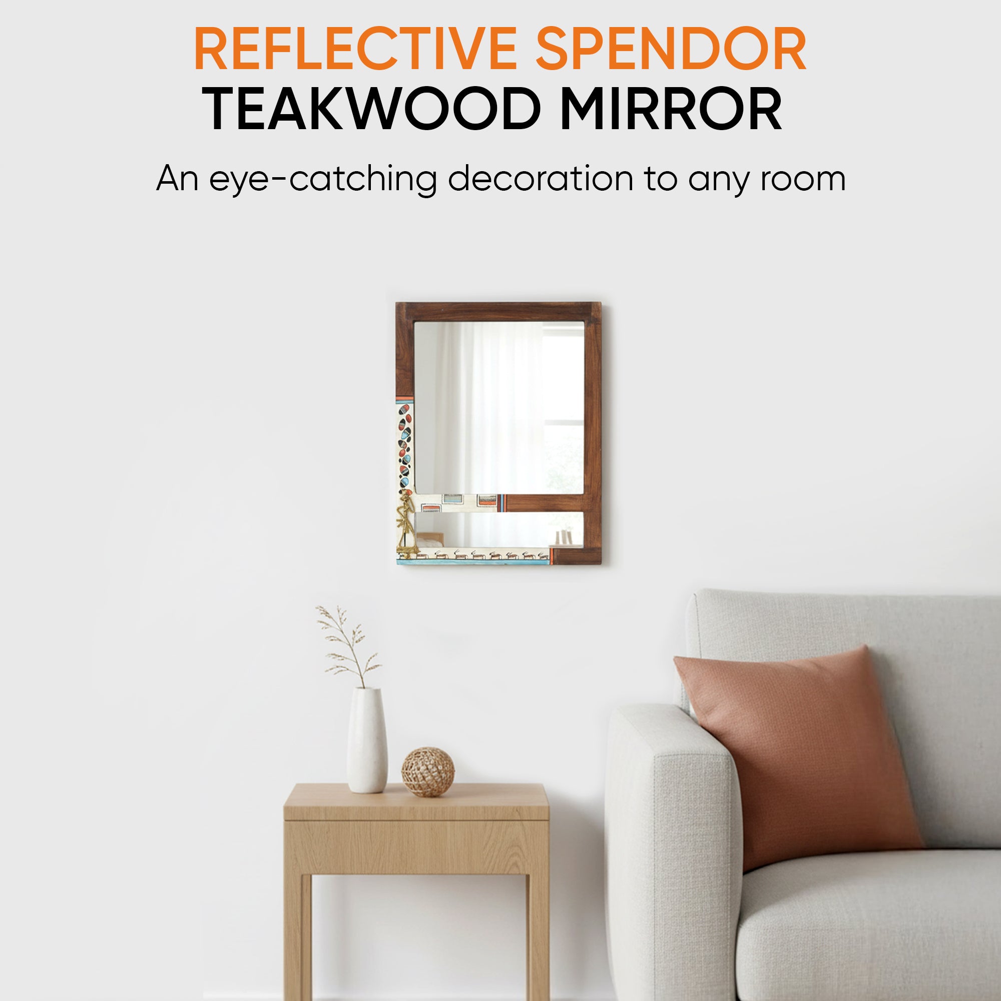 Reflective Spendor Teakwood Mirror