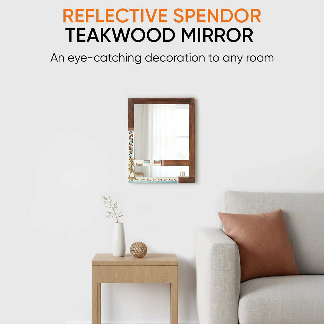 Reflective Spendor Teakwood Mirror