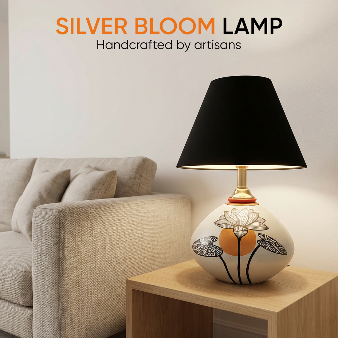 Silver Bloom Terracotta Table Lampshade  (8x8x14)