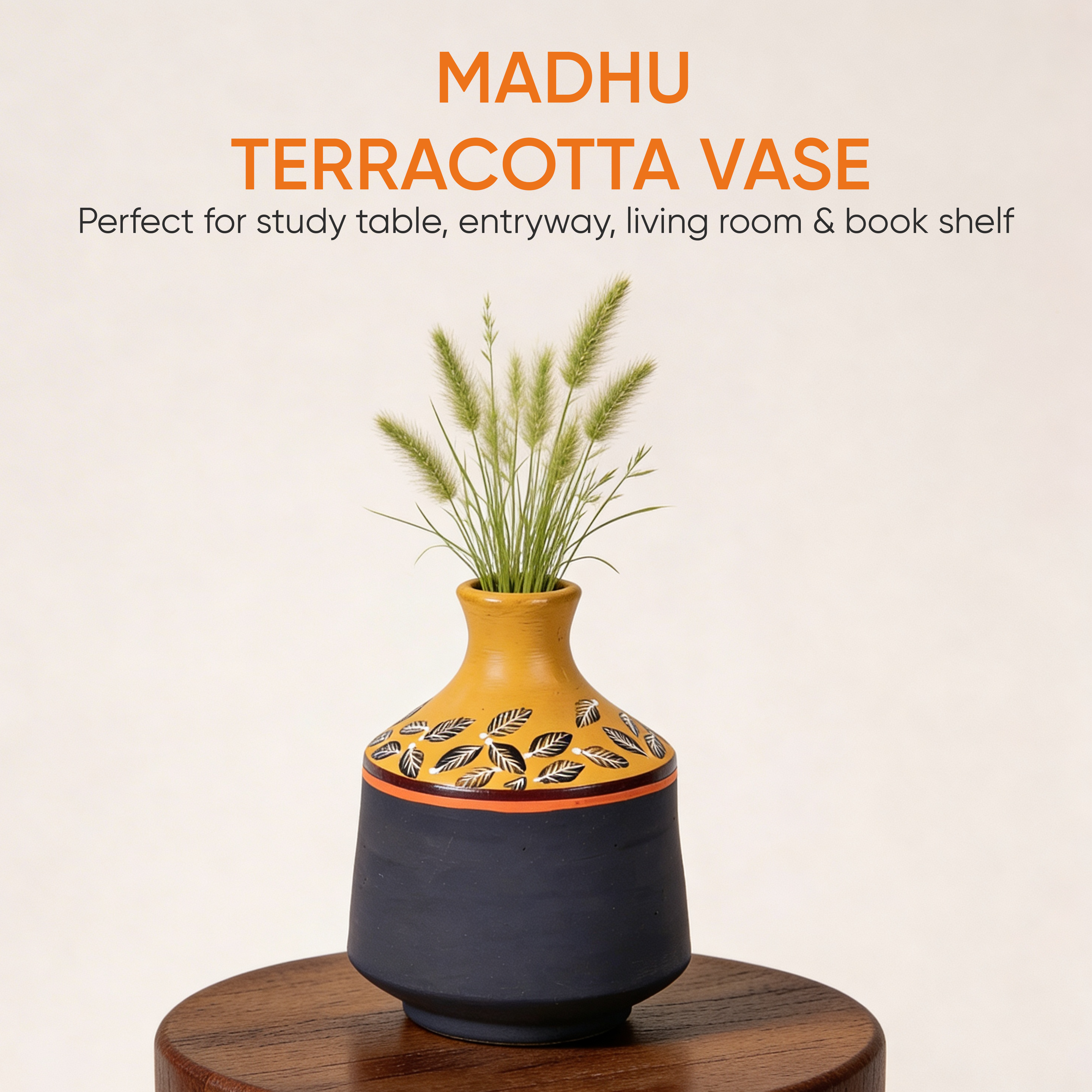 Midnight Sunflower Terracotta Cone Vase (5x5x6)