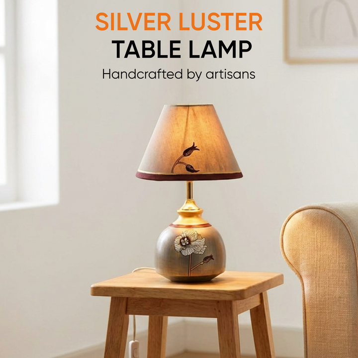 Silver Luster Terracotta Table Lampshade ( 8x8x14)