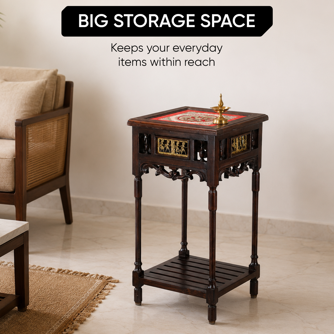 Onyx End Table in Teakwood with Walnut Finish (15.5x15.5x30)