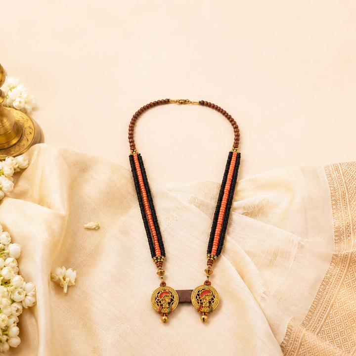 Regal Sisters: Handcrafted Wooden Necklace