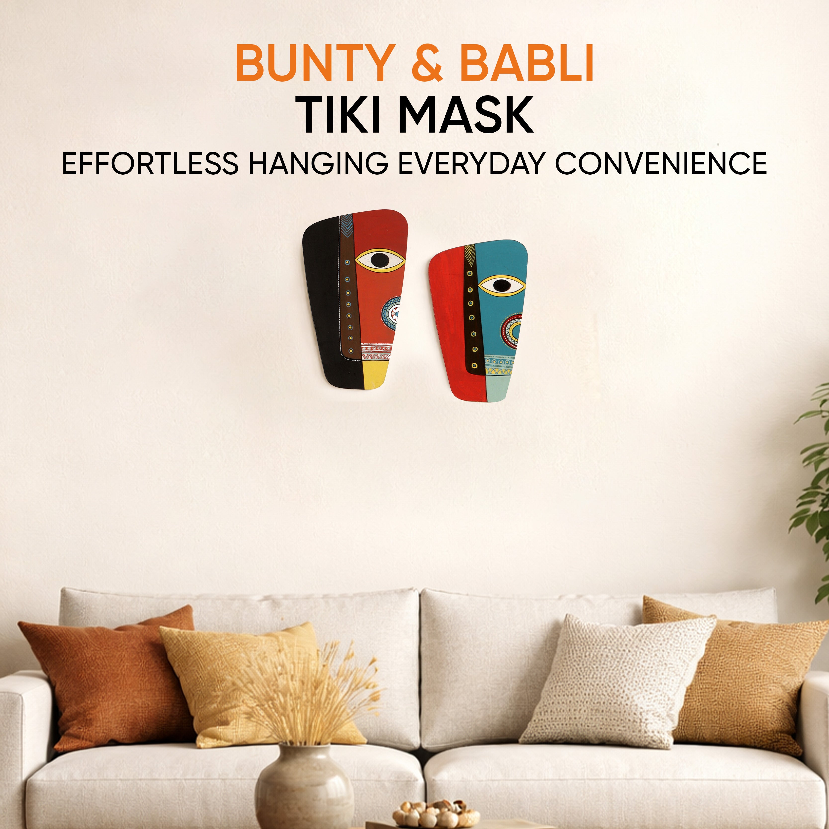 Bunty & Bubbly Wall Decor Mask set of 2