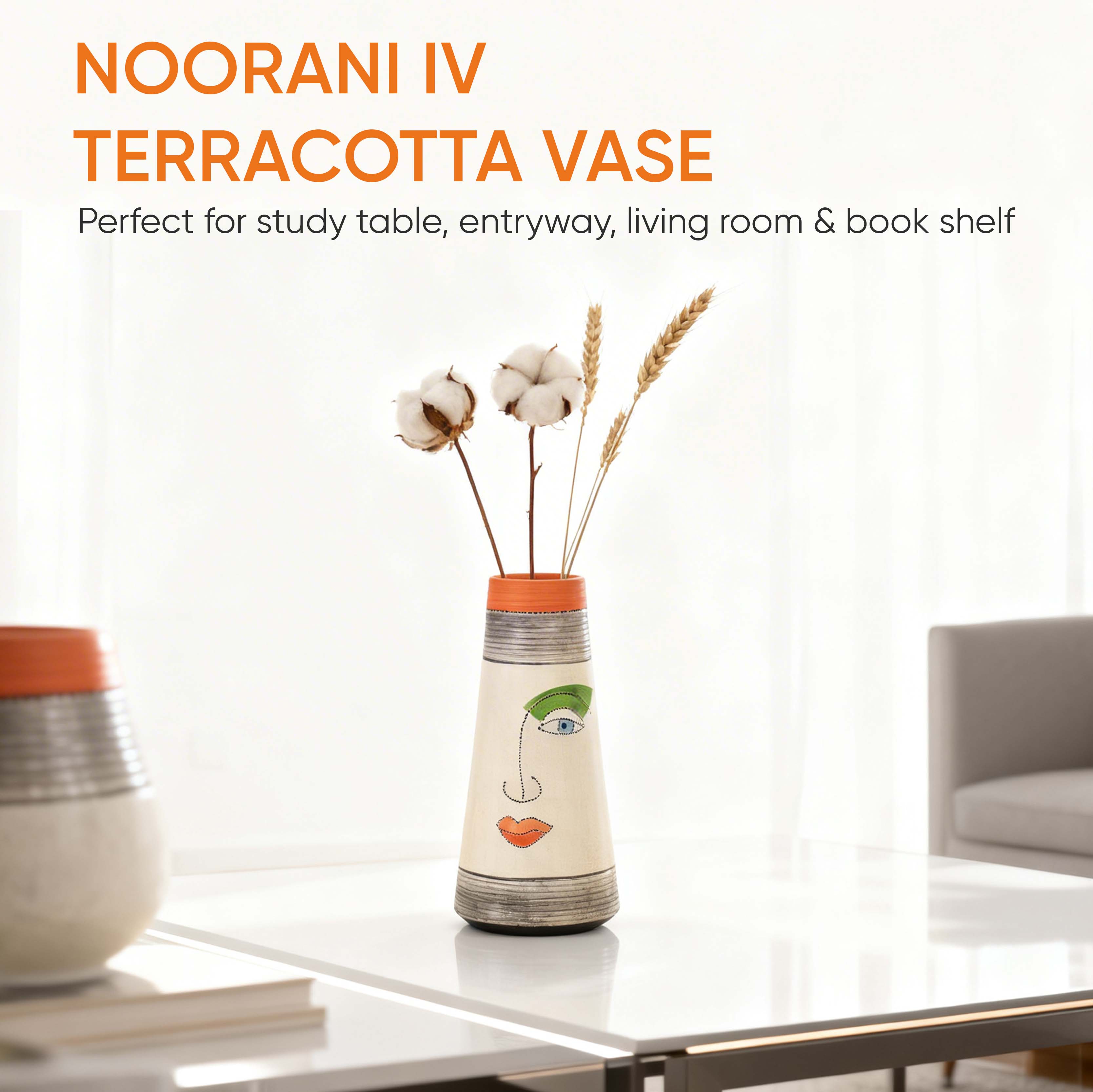 Minimalist Abstract Face Terracotta Pottery Vase for Elegant Spaces