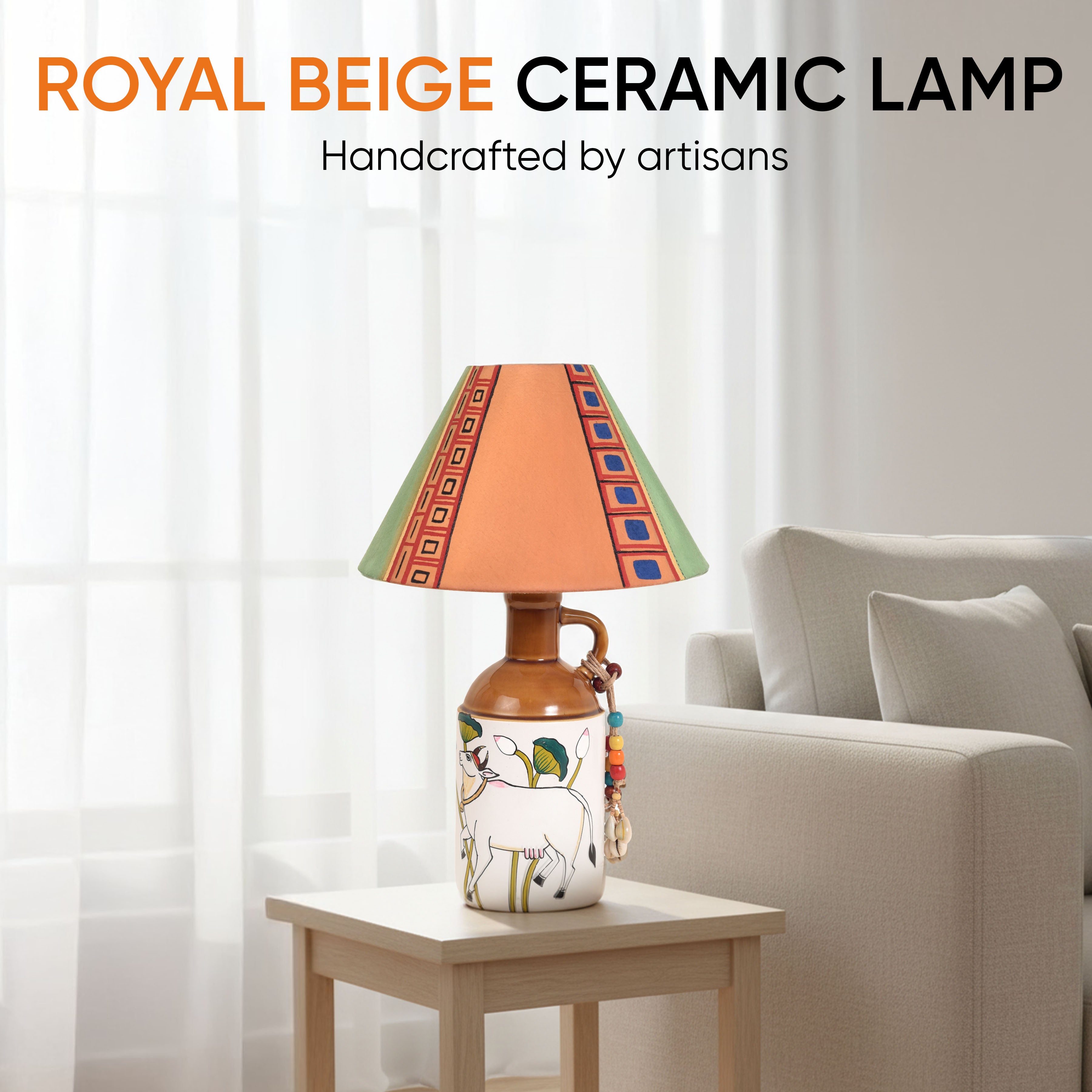 Royal Beige Radiance Ceramic Lamp & Shade