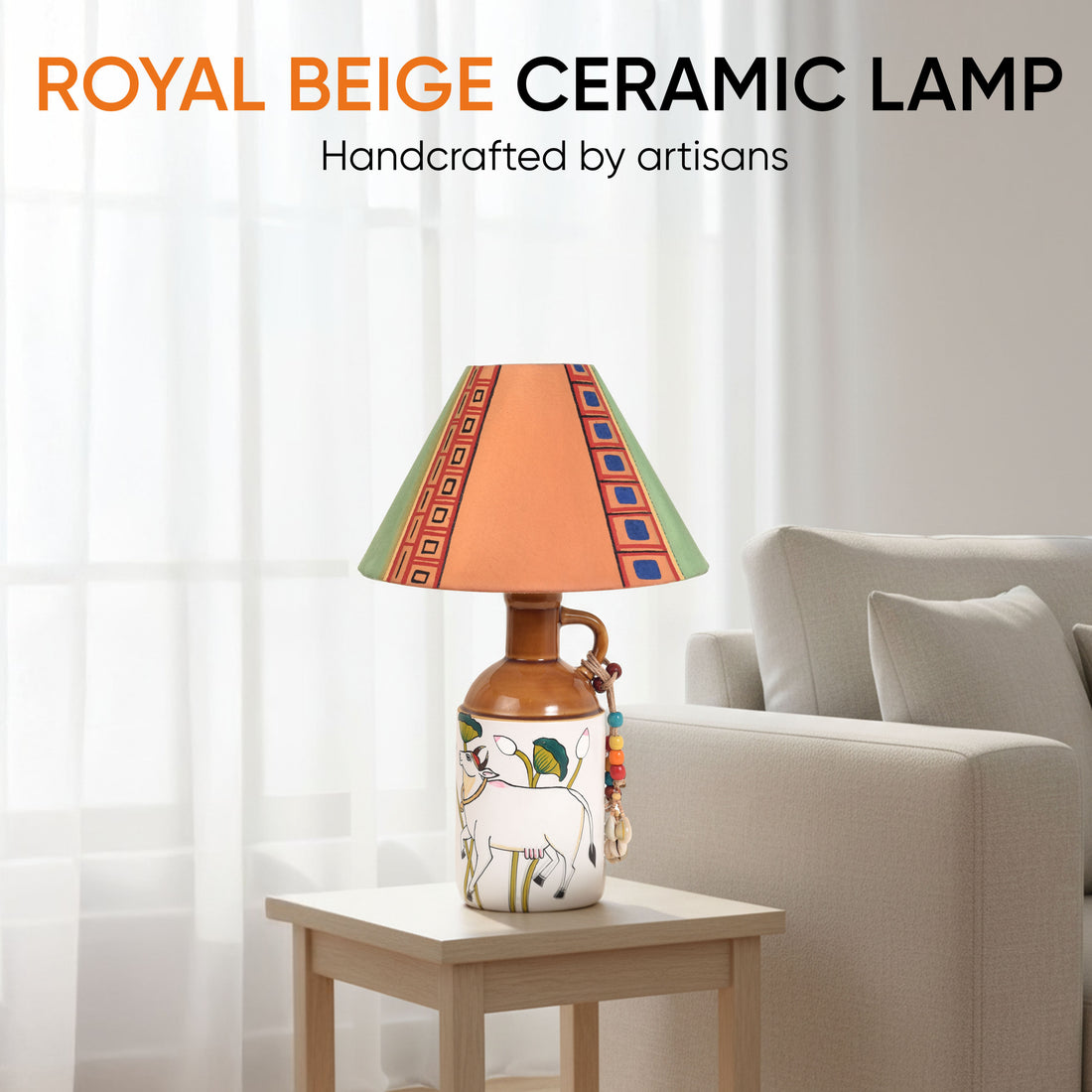 Royal Beige Radiance Ceramic Lamp & Shade