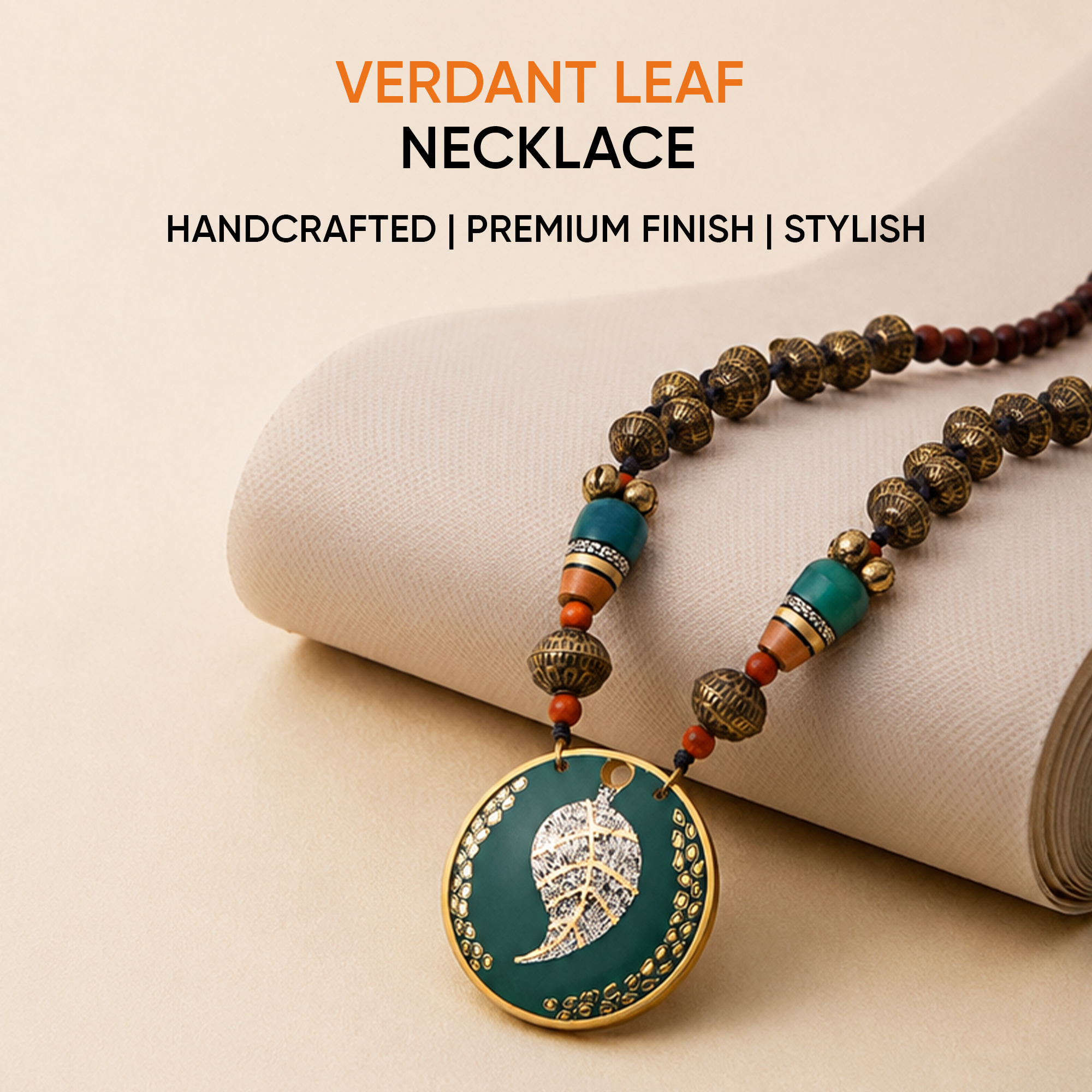 Verdant Leaf Brass Necklace