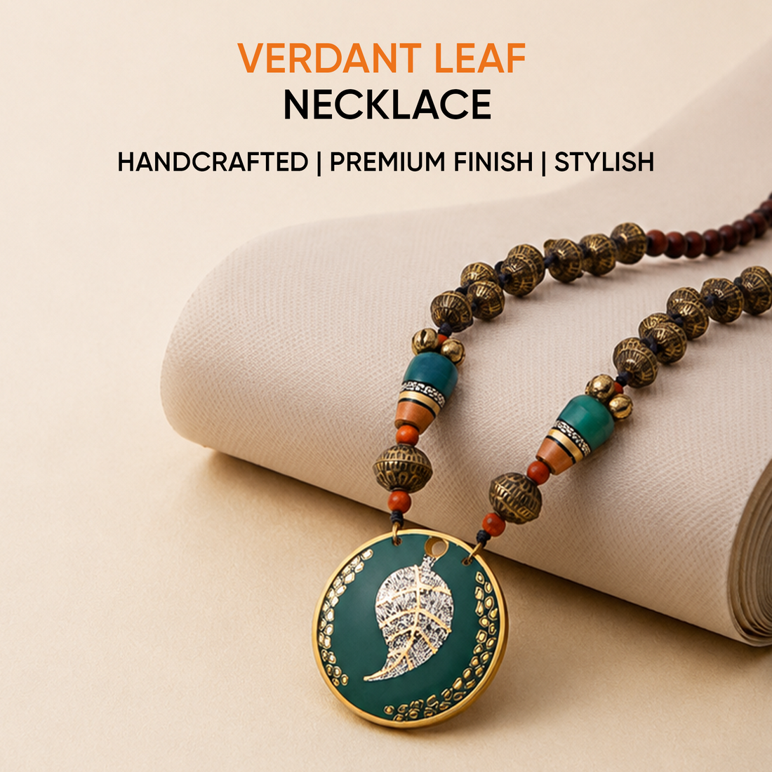 Verdant Leaf Brass Necklace