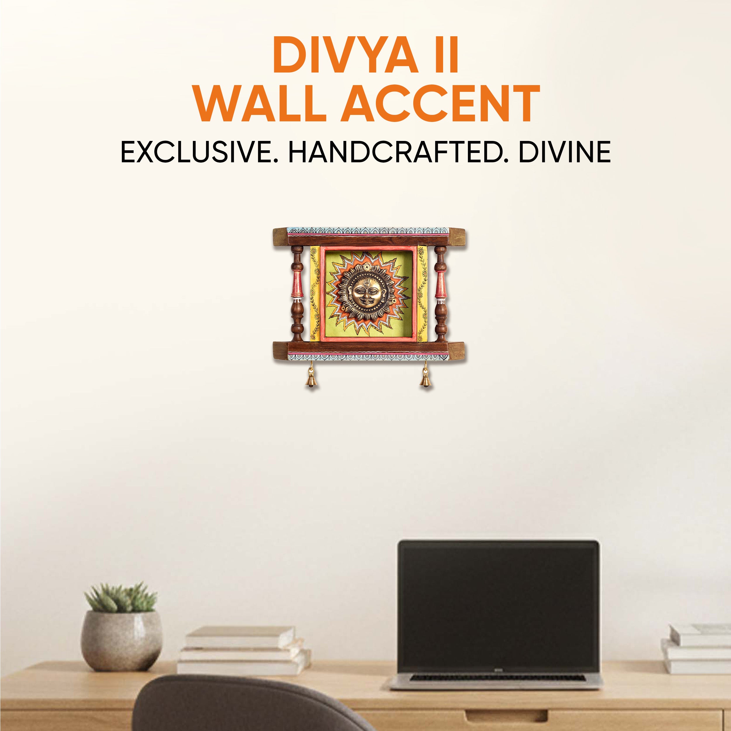 Divya-II Wall décor frame with beautiful Brass Sculpture of Surya Dev