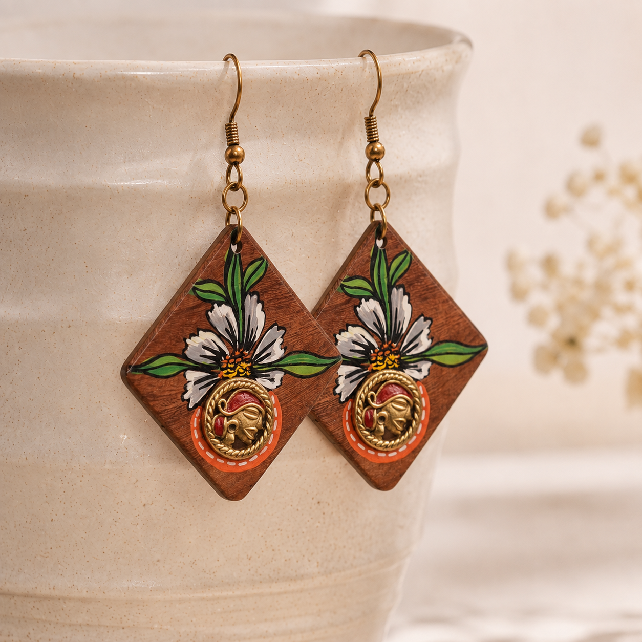Butterfly-II' Handcrafted Tribal Wooden Earrings