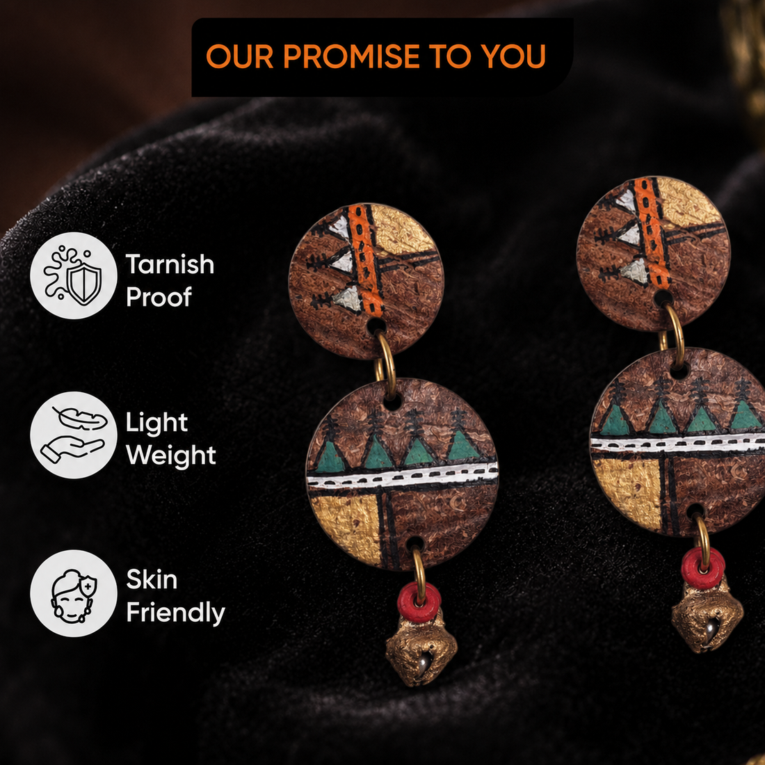 Ethnic Chic: Handcrafted Wooden Earrings with Warli Artwork