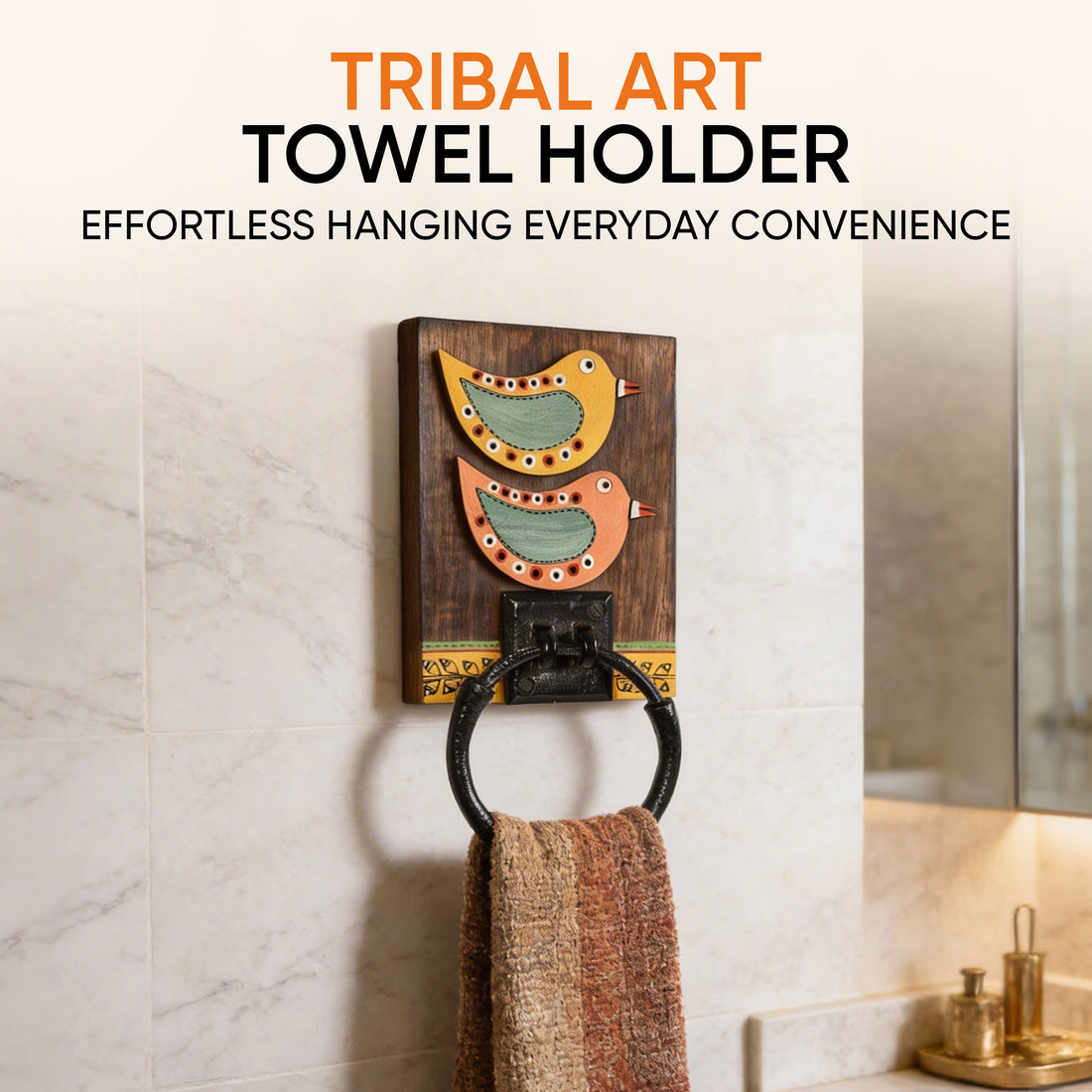 Towel Holder Handcrafted Tribal Art (5x1x10)
