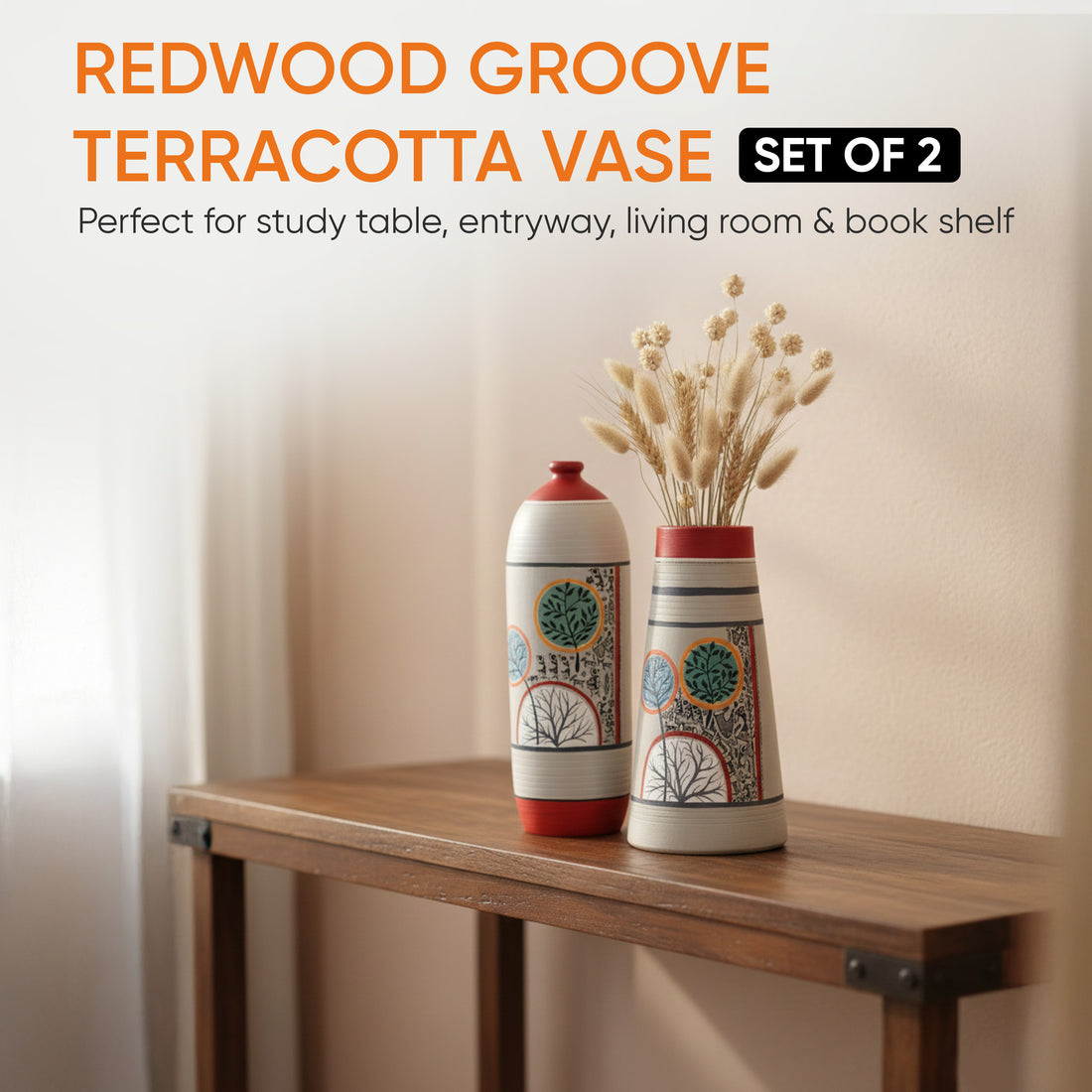 Redwood Groove Terracotta Vases S02 (4x11.5/5x9.5)
