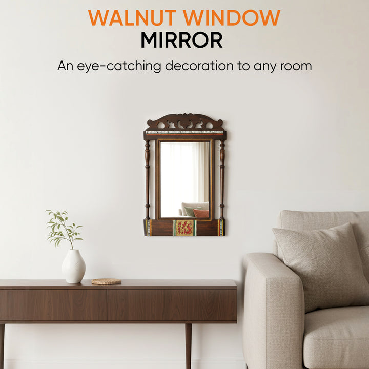 Walnut Window Handcrafted Mirror