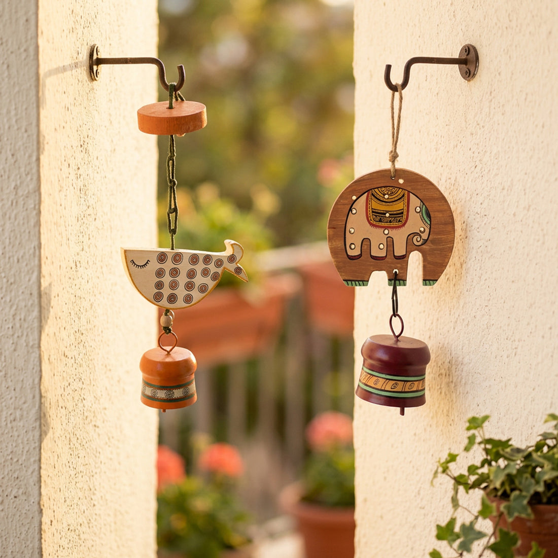 Fino Duo Handcrafted Wooden Hanging Bell