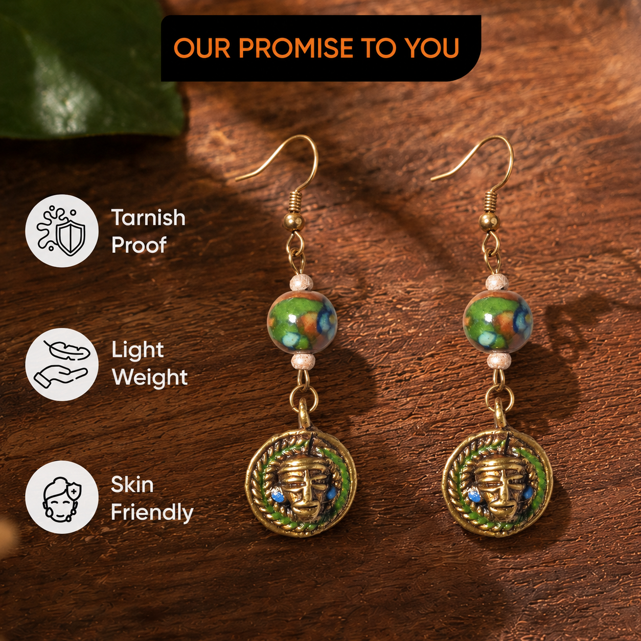 Bohemian Brass Strokes Ethnic Earrings