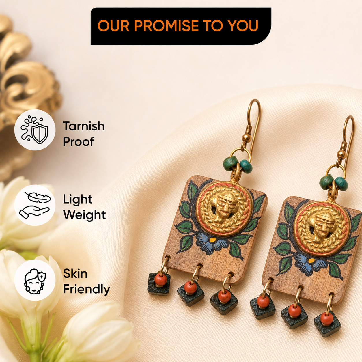 Butterfly-XI' Handcrafted Tribal Wooden Earrings