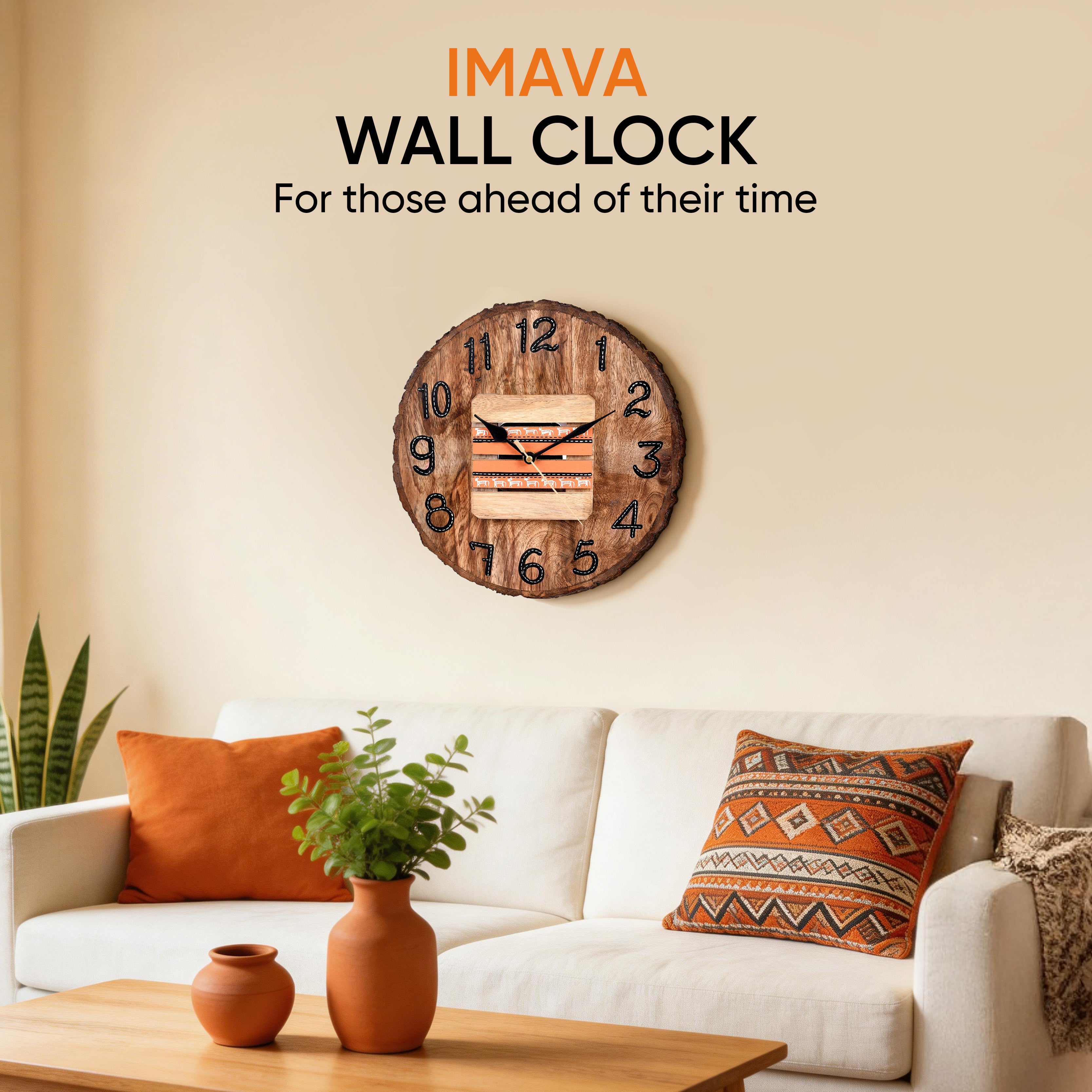 Wall Clock Handcrafted Wooden Log Dial (11x1.5x11")