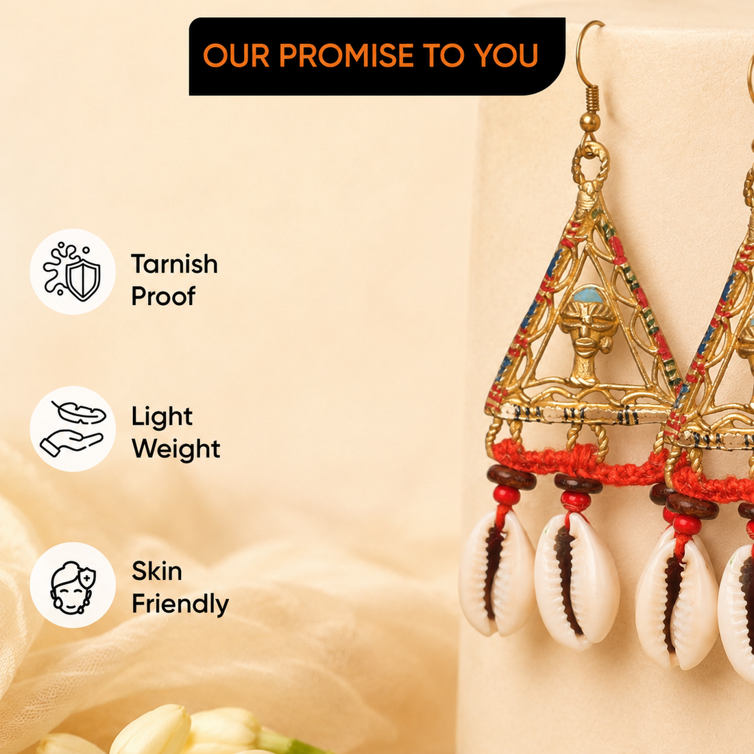 Geometric Elegance: Triangular Brass Conch Earrings
