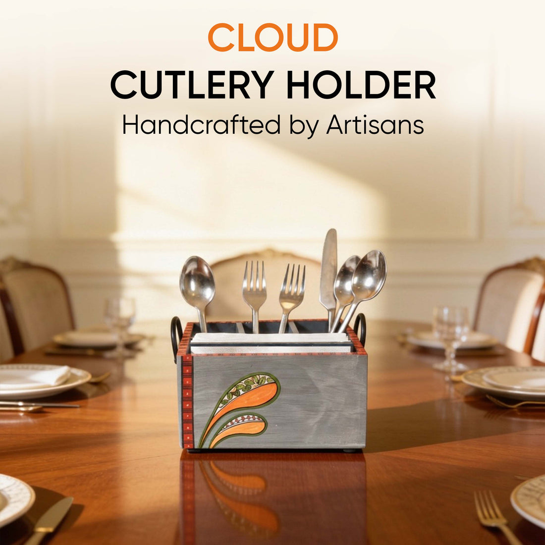 Handcrafted Cloud Cutlery Organizer (L)