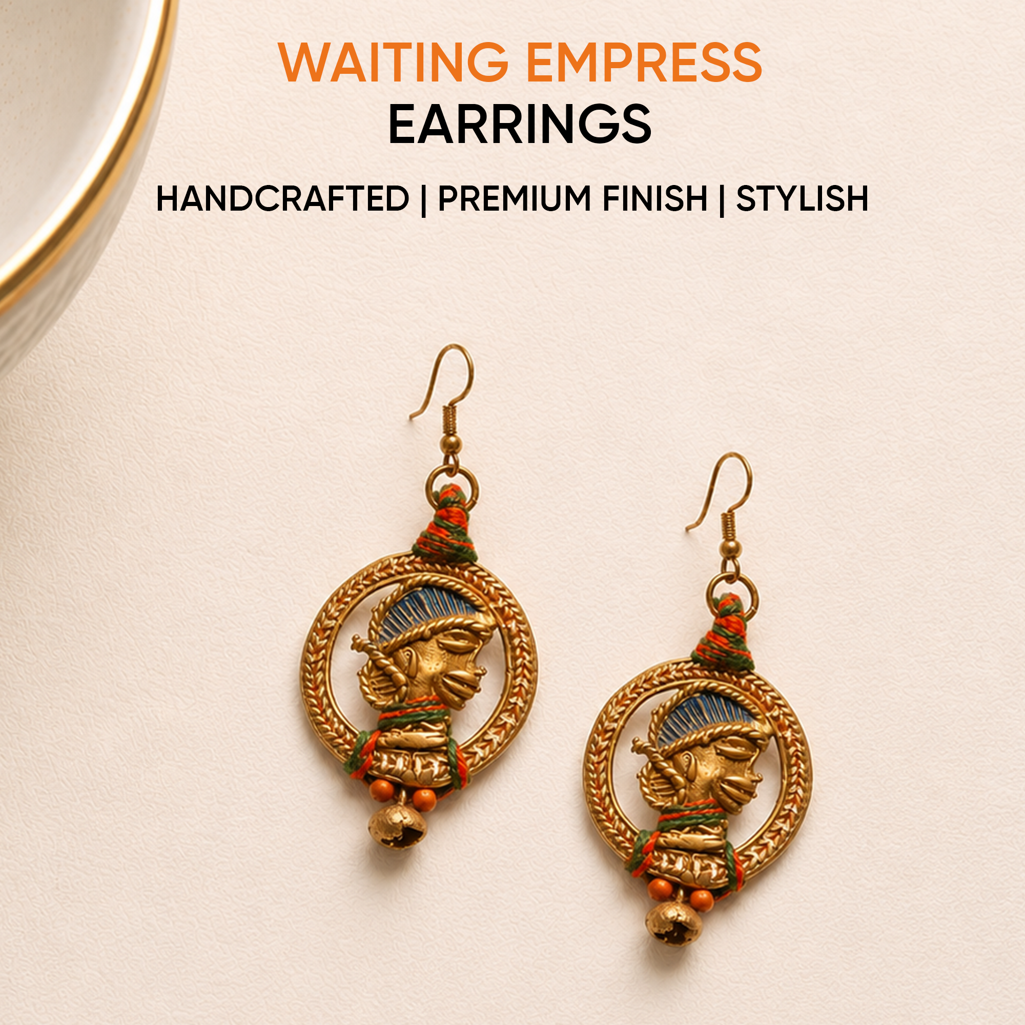 The waiting Empress Handcrafted Tribal Dhokra Earrings