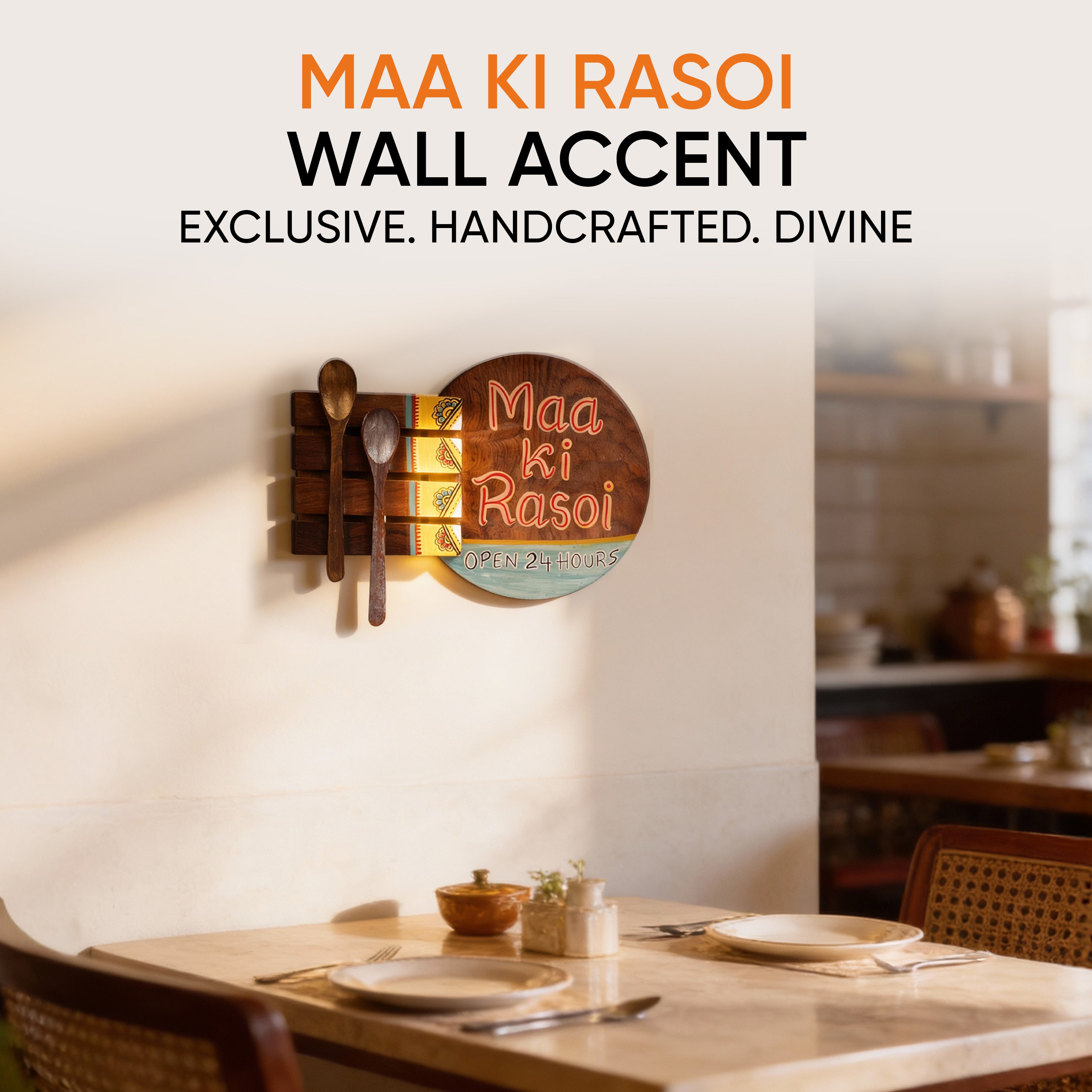 Kitchen Decor "Maa ki Rasoi" Handcrafted in Wood (9x2x7)