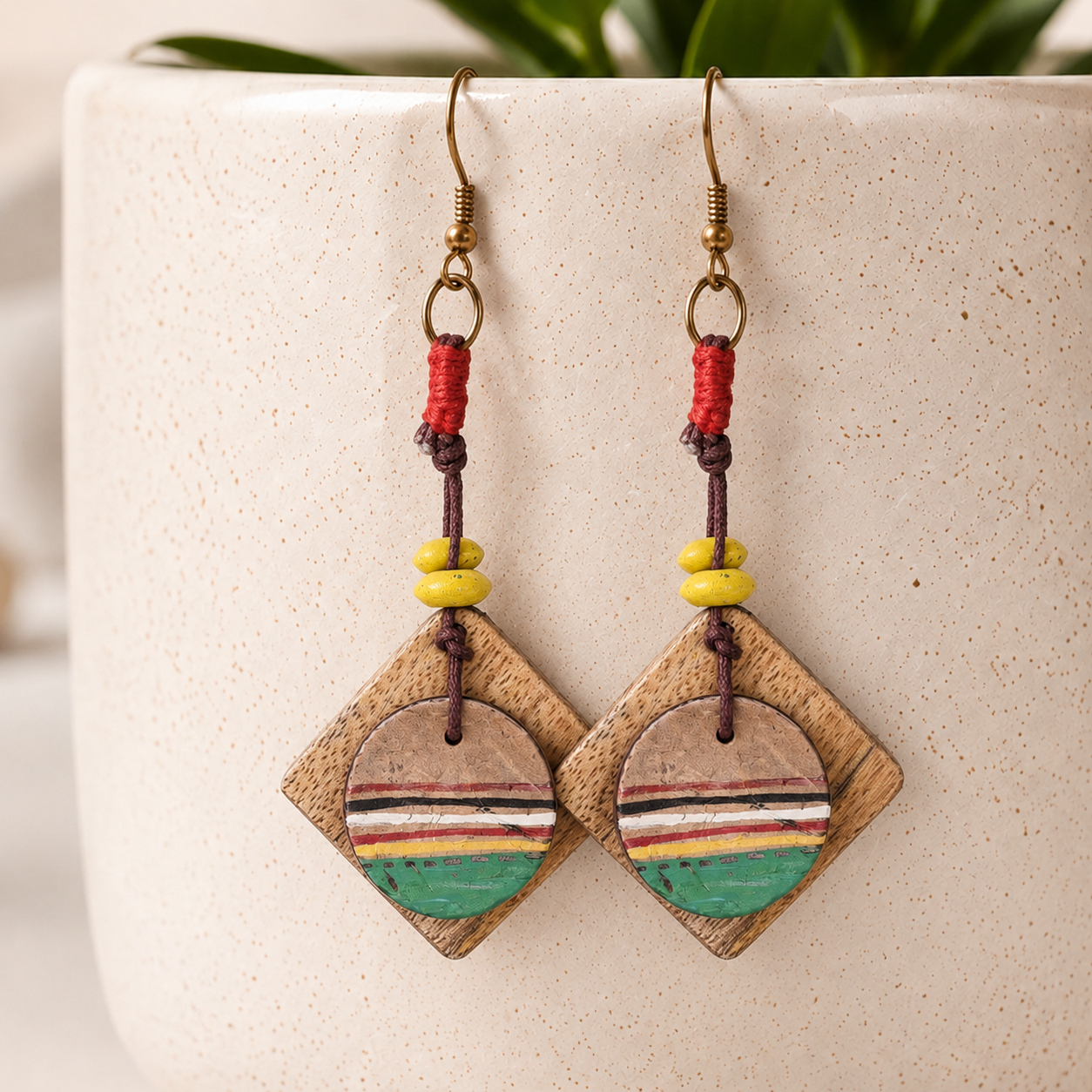Artistic Charm: Handcrafted Wooden Earrings
