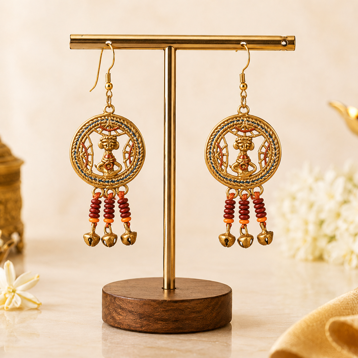 The Empress Star I Handcrafted Tribal Dhokra Earrinigs