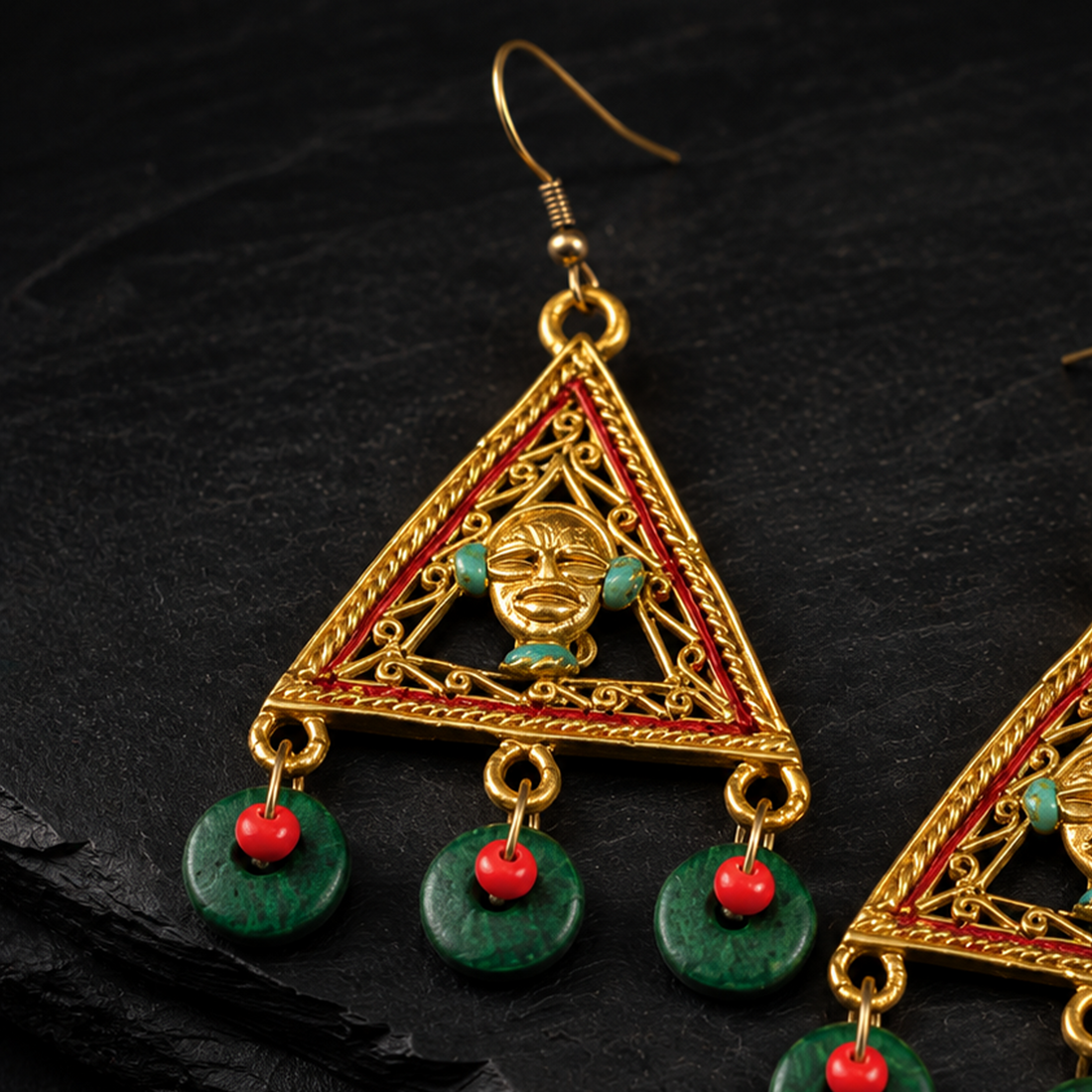 The Trinity Handcrafted Tribal Dhokra Earrings