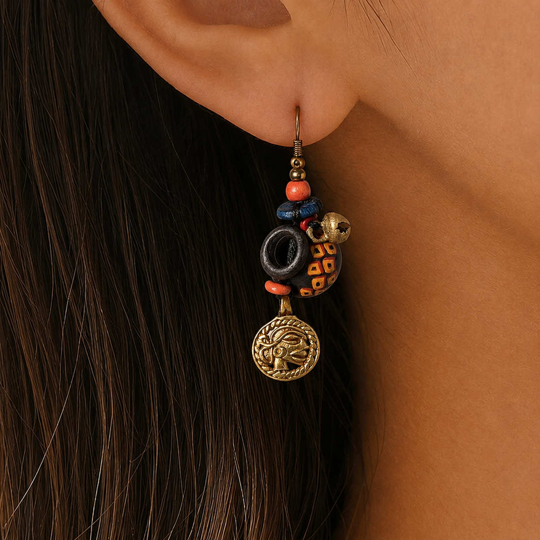 Earthy Pottery Charms Ethnic Earrings
