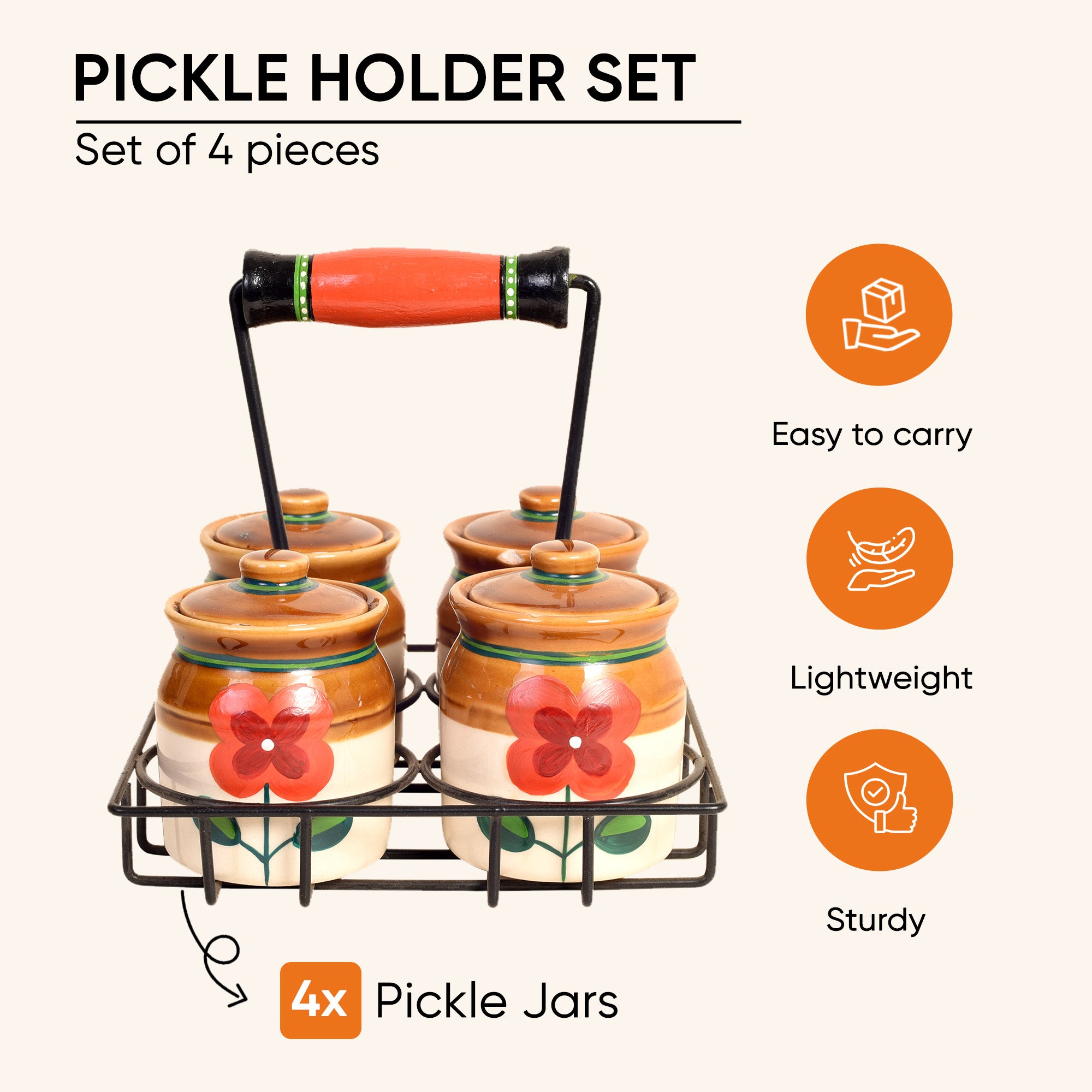 Pickle Jars Set of 4 with stand