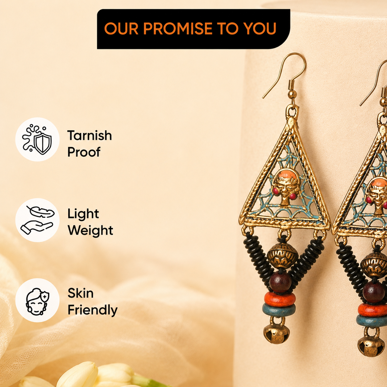 Geometric Elegance: Triangular Brass Earrings