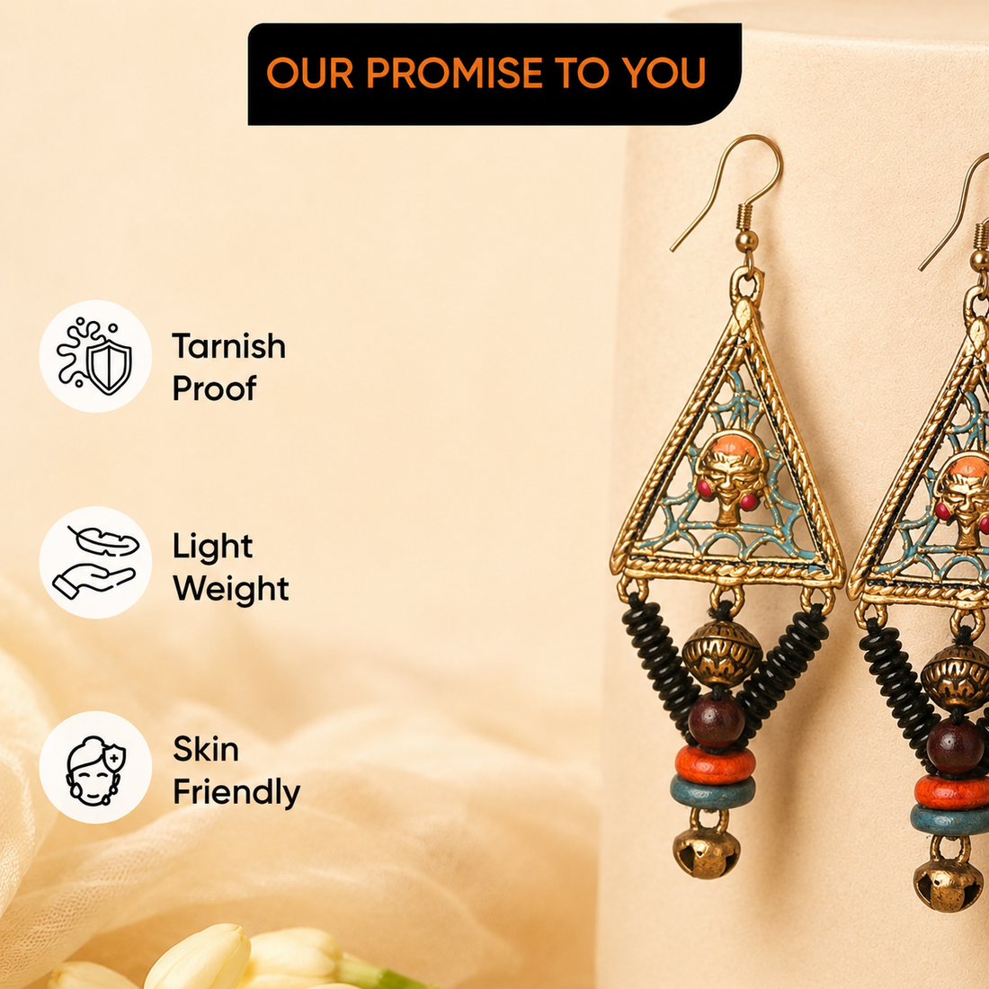 Geometric Elegance: Triangular Brass Earrings