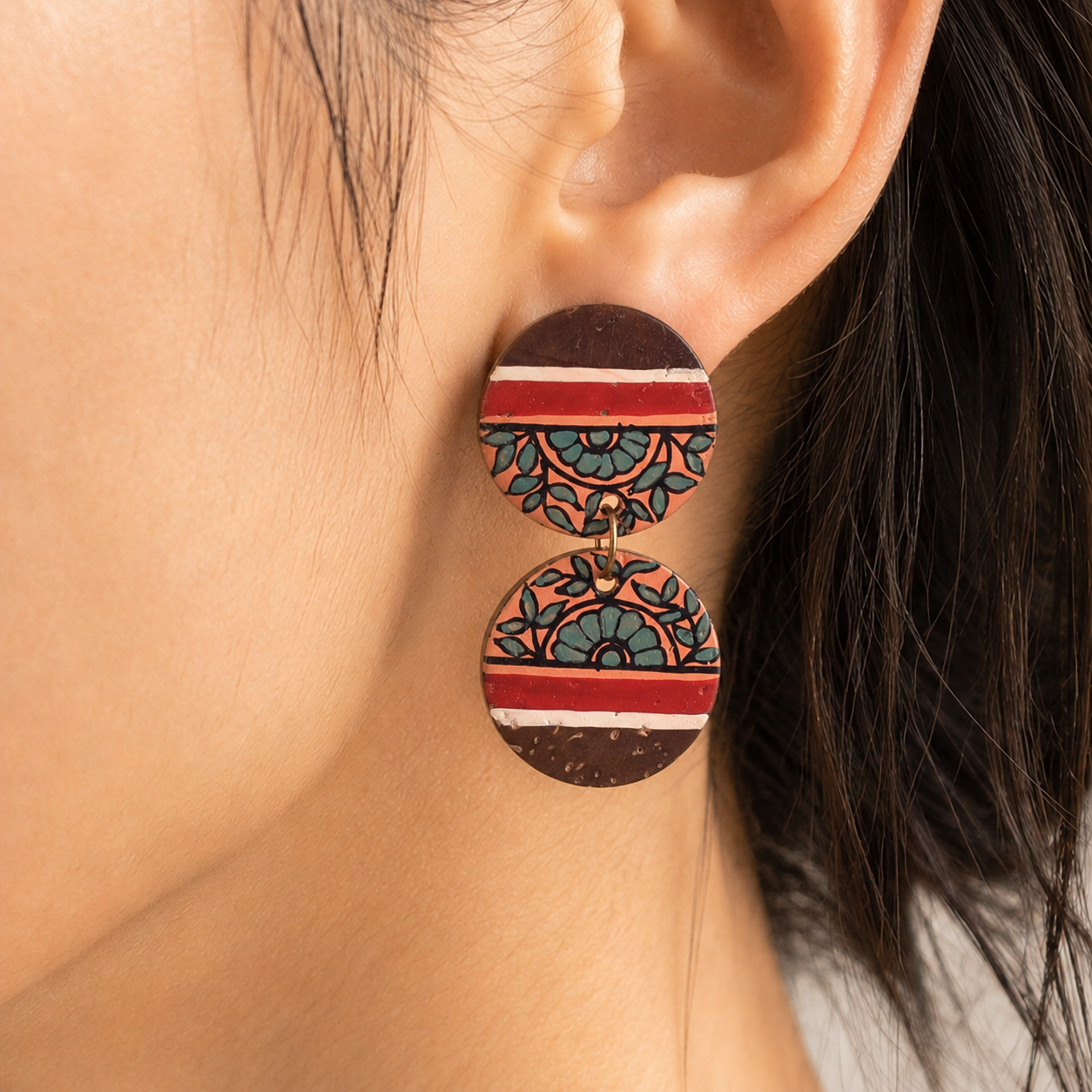 Floral Drops Handcrafted Tribal Wooden Earrings