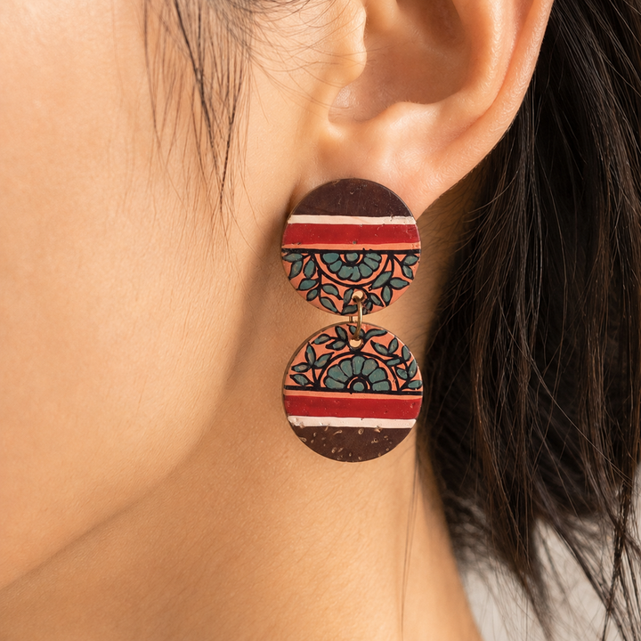 Floral Drops Handcrafted Tribal Wooden Earrings