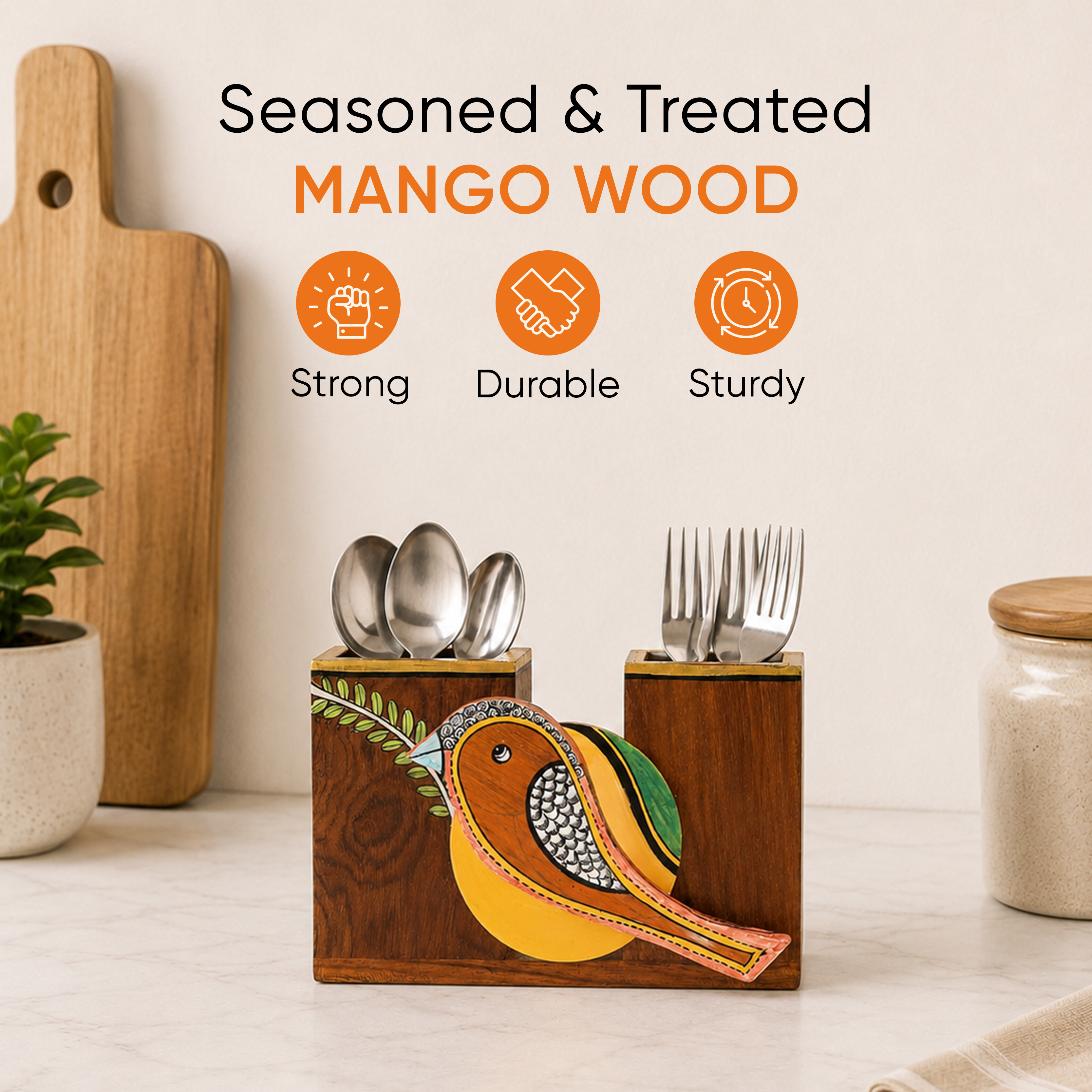 Pihu Cutlery Holder with beautiful Sparrow Motif