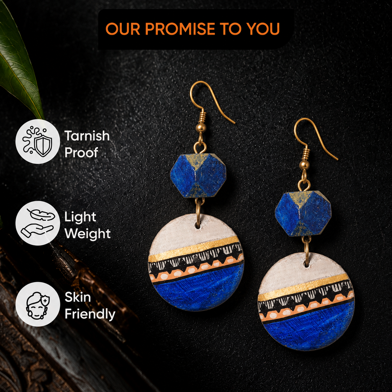 Regal Blue Strokes Earrings