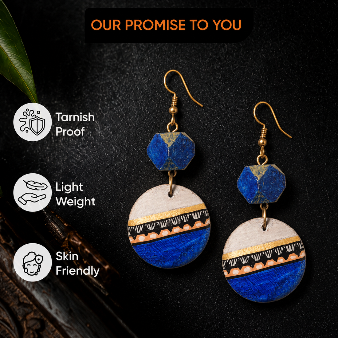 Regal Blue Strokes Earrings