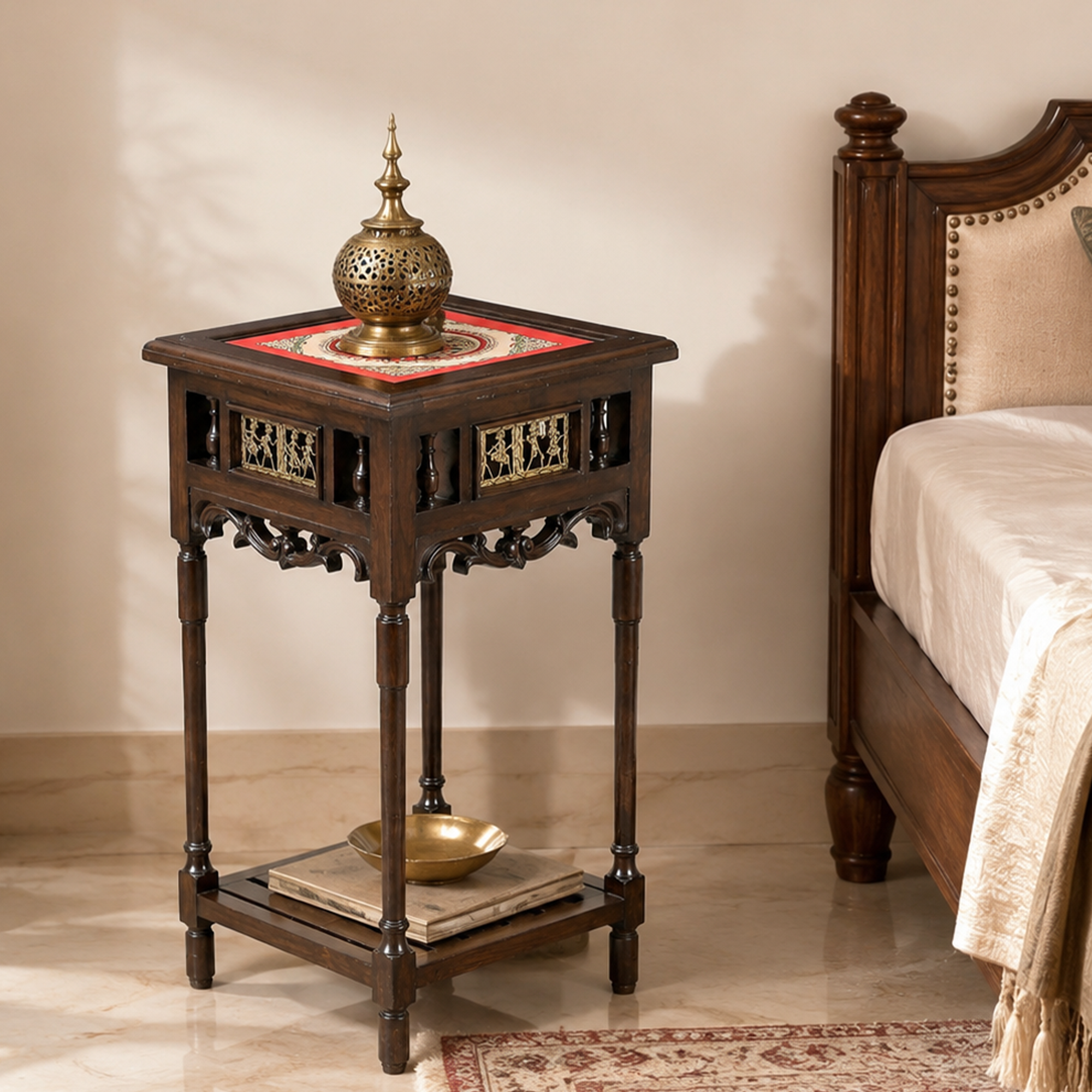 Onyx End Table in Teakwood with Walnut Finish (15.5x15.5x30)