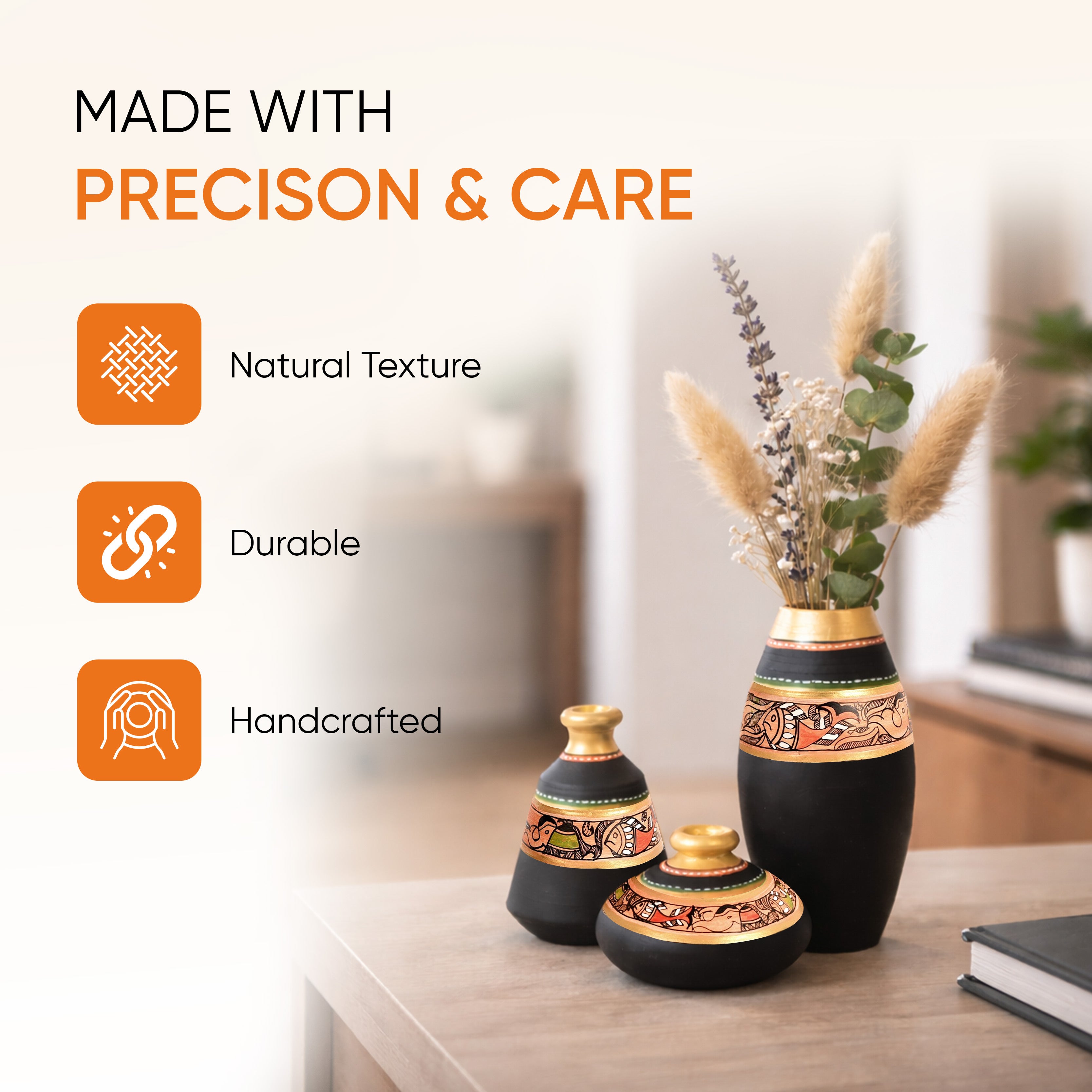 Midnight Terracotta vases (Set of 3)  6/5/3