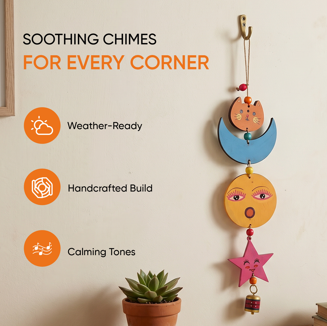 Sunny Kitty Wind Chime (17x4)